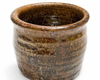 Studio Pottery Wheel-Thrown Stoneware Cup, Speckled Brown Glaze
