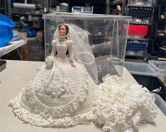 Crocheted Bride Doll in Display Case, Annie's Attic Cotillion 1992 Pattern