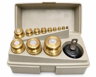 Ohaus Sto-A-Weigh Brass Metric Calibration Weight Set, 12 Pieces, in Case