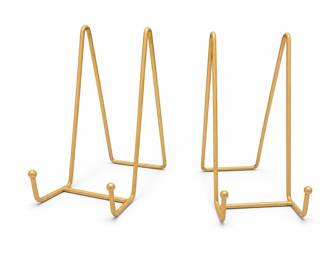 Pair of Gold-Tone Metal Wire Plate Stand Easels