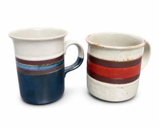 Otagiri Horizon Mug and Speckled Stoneware Mug with Rust and Brown Bands