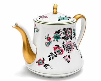 Charles Ahrenfeldt Limoges Art Deco Floral Teapot with Gilt Spout and Handle