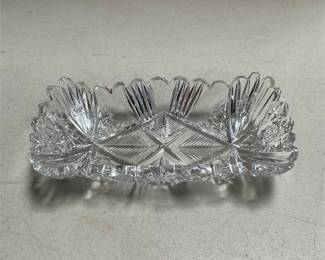 Cut Glass Rectangular Relish Dish with Hobstars, Fans and Fine-Line Diamond