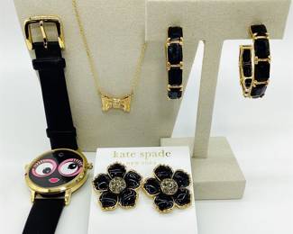 Kate Spade Face-Dial Watch, Bow Necklace & Two Pairs of Earrings