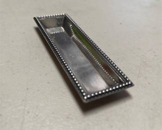 Asprey London Sterling Silver Rectangular Pin Tray with Beaded Rim