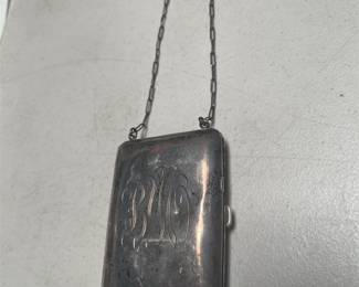 Watrous Sterling Silver Dance Purse with Floral Engraved Back and Coin Holders