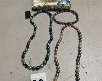 Honora Freshwater Pearl Group: Two Ringed Pearl Necklaces, Bracelet & Studs