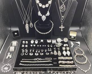 Trifari, Pell, Napier & Other Signed Rhinestone Jewelry Group
