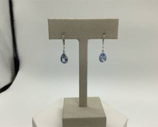 Diamonique 14K White Gold Blue Cubic Zirconia Teardrop Earrings