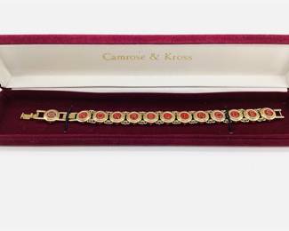 Camrose & Kross JBK Red Enamel Lettered Link Bracelet with Box