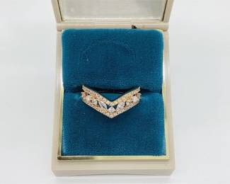 Pandora Sparkling Marquise Double Wishbone Rose Gold-Plated Ring