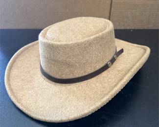 Tan Felt Gambler Hat with Two-Stud Brown Band