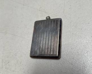 Elgin American Sterling Silver Book Locket Pendant with Engine-Turned Stripes