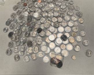 Large Lot of State Quarters in Capsules with Kennedy Half and Lincoln Cents