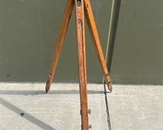 Wooden Surveyor's Tripod with Sliding Legs and Threaded Head