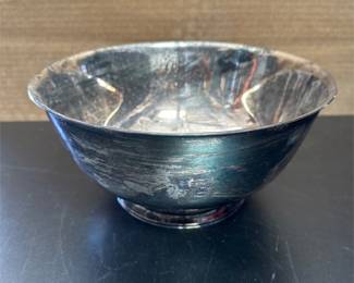Paul Revere Reproduction Silverplate Footed Bowl with Weathervane Label