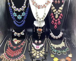 J.Crew & Other Statement Necklaces with Earrings and ExClaymations Brooch