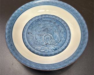 Hizen Tetsusaburo Kiln Blue and White Pine, Bamboo and Plum Dish