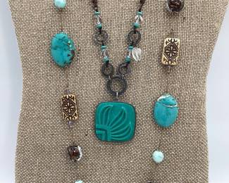 Silpada Aqua Grace N2326 Sterling Necklace & Artisan Beaded Necklace