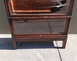 Globe-Wernicke Two-Section Oak Barrister Bookcase with Metal Side Bands