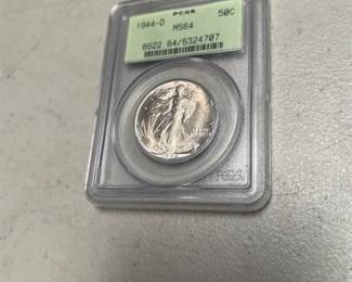 1944-D Walking Liberty Silver Half Dollar PCGS MS64, Old Green Holder