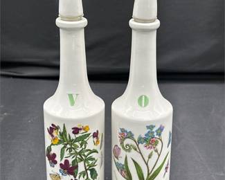 Portmeirion Botanic Garden Oil and Vinegar Bottles with Stoppers, Pair