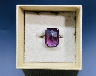 Ostby & Barton Sterling Silver Purple Glass Cocktail Ring