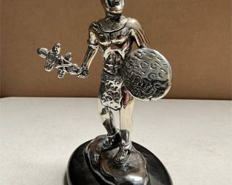Plata Artistica Mexico .999 Silver-Clad Aztec Jaguar Warrior Sculpture