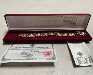 Camrose & Kross Jacqueline Kennedy Red Crystal Link Bracelet, Box & Certificate