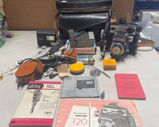 Simmon Bros. Omega 120 Camera with Weston Master II Meter and Rollei Flash
