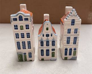 Royal Goedewaagen Poly Delft Amsterdam Canal Houses, Set of Three