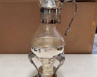 Glass Coffee Carafe with Ornate Tripod Warming Stand