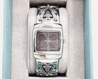 Ecclissi 33050 Sterling Silver Fleur-de-Lis Cuff Watch with Box