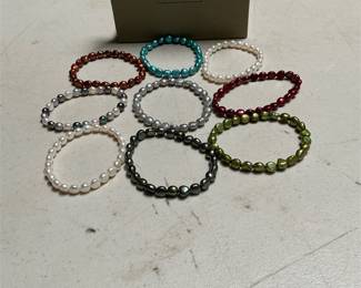 Nine Honora Freshwater Cultured Pearl Stretch Bracelets with Honora Box