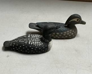 Steve C. Merritt Wood Duck Hen and J. Hughes Common Loon Miniature Decoys