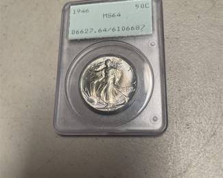 1946 Walking Liberty Silver Half Dollar PCGS MS64, Green Label Holder