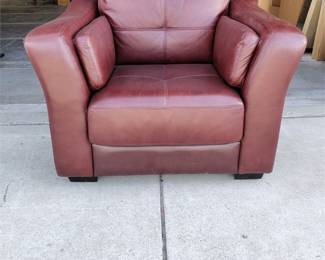 Burgundy Club Armchair with Flared Arms and Two Side Cushions