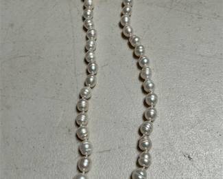 Graduated Circled Baroque Cultured Pearl Necklace with 14K Gold Fluted Clasp