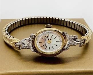 Bulova S6604 Ladies 10K Rolled Gold Plate Watch with Eight Diamonds