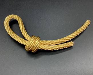 Christian Dior Gold-Tone Textured Rope Knot Brooch