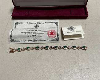 Camrose & Kross Jacqueline Kennedy Simulated Emerald Bracelet, Box & Certificate