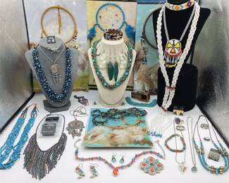 Southwestern Jewelry with Sterling-Marked Pieces, Dreamcatchers & Box