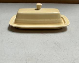 Homer Laughlin Fiesta Quarter-Pound Covered Butter Dish in Pale Yellow