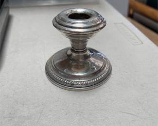 N.S. Co. Weighted Sterling Silver Low Candlestick with Rope Border