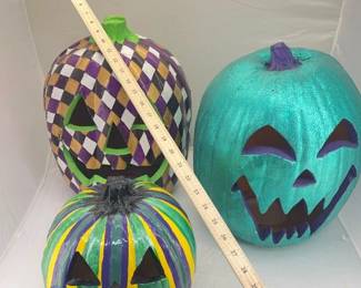 3 Painted faux pumpkins