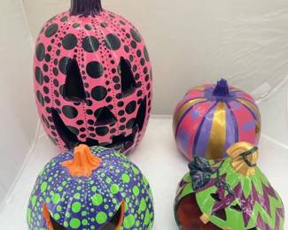 4 painted faux pumpkins
