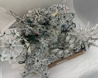 Silver toppers, light up tree toppers, vintage style tree top stars for christmas decor