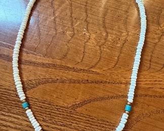 Heishi Shell and Turquoise Beaded Necklace