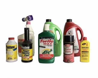 Assorted Automotive and Household Maintenance Fluids and Chemicals