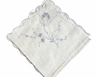Vintage Embroidered Linen Handkerchief